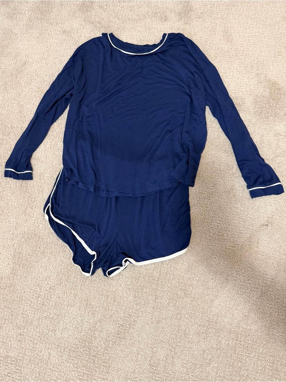 Navy Blue Two-Piece One-Piece Style Lounge Set